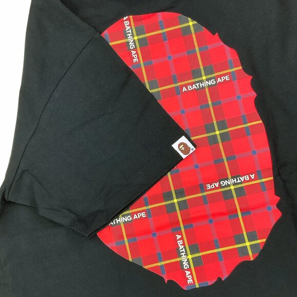 BAPE Logo Check Big Ape Head T-shirt Black Red | A Bathing Ape - Picture 6 of 6